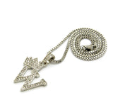 Unisex Stone Stud Tilted Crown Letter Initial Micro Pendant 2mm Box Chain Necklace, 20", W,