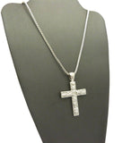 Polished Nugget Cross Pendant w/ 2mm 24" Box Chain Necklace in Silver-Tone