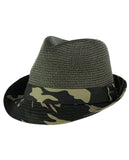 C.C. Unisex Camouflage Band and Brim Weaved Fedora Trilby Hat