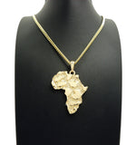 Nugget Africa Continent Pendant with 3mm 24" Cuban Chain Necklace, Gold-Tone