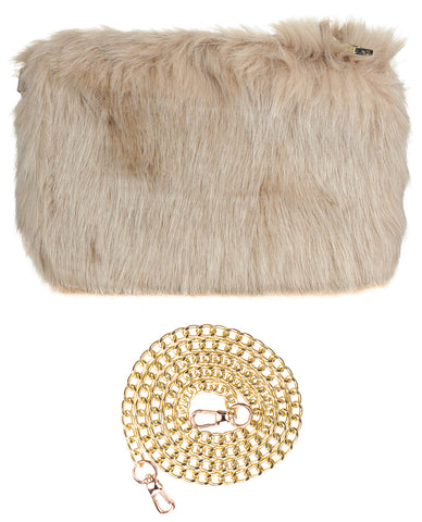 C.C Women's Evening Faux Fur Fuzzy Crossbody Shoulder Bag Clutch Purse