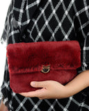 C.C Women's Evening Faux Fur Fuzzy Crossbody Shoulder Bag Envelope Clutch Purse