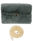 C.C Women's Evening Faux Fur Fuzzy Crossbody Shoulder Bag Envelope Clutch Purse