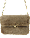 C.C Women's Evening Faux Fur Fuzzy Crossbody Shoulder Bag Envelope Clutch Purse