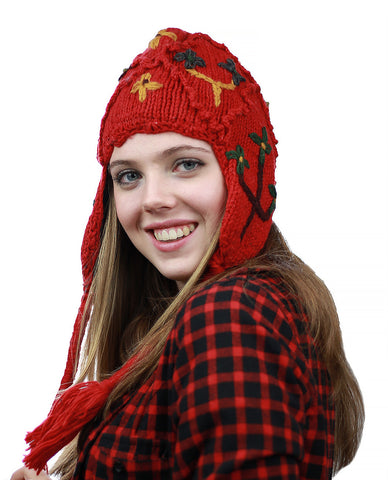 NYFASHION101 Nepal Handmade Ear Flaps Wool Fleece Lined Winter Hat