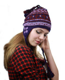 NYFASHION101 Nepal Handmade Ear Flaps Wool Fleece Lined Winter Hat