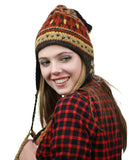 NYFASHION101 Nepal Handmade Ear Flaps Wool Fleece Lined Winter Hat