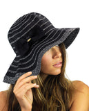 NYFASHION101 Crushable Two Tone Weaved Removable Bow Floppy Brim Sun Hat