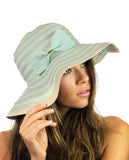 NYFASHION101 Crushable Two Tone Weaved Removable Bow Floppy Brim Sun Hat