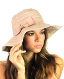 NYFASHION101 Crushable Two Tone Weaved Removable Bow Floppy Brim Sun Hat