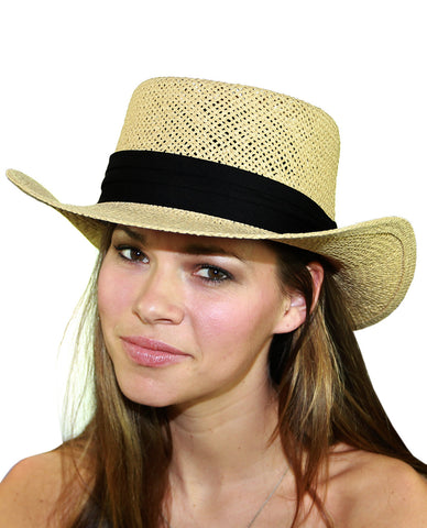 NYFASHION101 Unisex Classic Black Band Straw Weaved Panama Hat