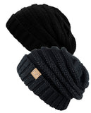 Oversized Baggy Slouchy Thick Winter Beanie Hat - 2 pack set