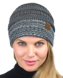 C.C Cable Knit Soft Stretch Multicolor Stitch Cuff Skully Beanie Hat