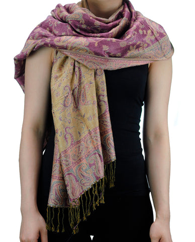 NYFASHION101 Large Soft Double Layer Jacquard Paisley Print Scarf Shawl Wrap- Light Purple