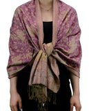 NYFASHION101 Large Soft Double Layer Jacquard Paisley Print Scarf Shawl Wrap- Light Purple