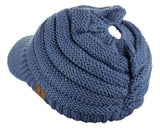 C.C BeanieTail Warm Knit Messy High Bun Ponytail Visor Beanie Cap