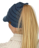 C.C BeanieTail Warm Knit Messy High Bun Ponytail Visor Beanie Cap