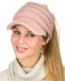 C.C BeanieTail Warm Knit Messy High Bun Ponytail Visor Beanie Cap