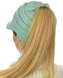 C.C BeanieTail Warm Knit Messy High Bun Ponytail Visor Beanie Cap
