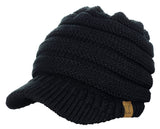 C.C BeanieTail Warm Knit Messy High Bun Ponytail Visor Beanie Cap