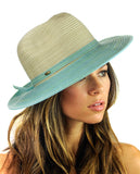 NYFASHION101 Multicolor Weaved Band Matching Brim Panama Fedora Sun Hat