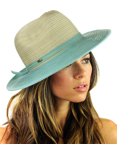 NYFASHION101 Multicolor Weaved Band Matching Brim Panama Fedora Sun Hat