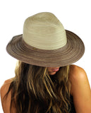 NYFASHION101 Multicolor Weaved Band Matching Brim Panama Fedora Sun Hat