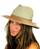 NYFASHION101 Multicolor Weaved Band Matching Brim Panama Fedora Sun Hat
