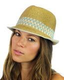 NYFASHION101 Multicolored Weaved Band and Trim Stingy Trilby Fedora Hat