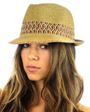 NYFASHION101 Multicolored Weaved Band and Trim Stingy Trilby Fedora Hat