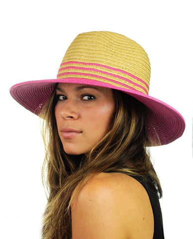 NYFASHION101 Weaved Full Color Brim Teardrop Dent Panama Fedora Sun Hat