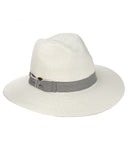 NYFASHION101 Striped Ribbon Band Teardrop Dent Panama Fedora Sun Hat