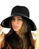 NYFASHION101 Women's Dotted Band Two Tone Weaved Trim Floppy Sun Hat