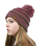NYFASHION101® Unisex Multicolor Warm Cable Knit Slouch Pom Pom Beanie Cap