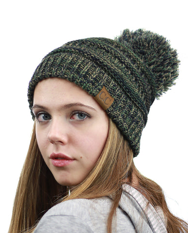 NYFASHION101® Unisex Multicolor Warm Cable Knit Slouch Pom Pom Beanie Cap