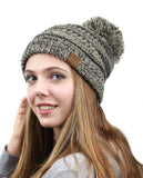 NYFASHION101® Unisex Multicolor Warm Cable Knit Slouch Pom Pom Beanie Cap