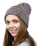 NYFASHION101® Unisex Multicolor Warm Cable Knit Slouch Pom Pom Beanie Cap