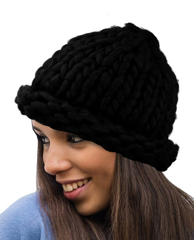 Solid Color Handmade Big Chunky Loop Helsinski Hat Beanie