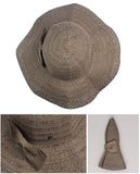 NYFASHION101 Crushable Two Tone Weaved Removable Bow Floppy Brim Sun Hat