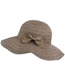 NYFASHION101 Crushable Two Tone Weaved Removable Bow Floppy Brim Sun Hat