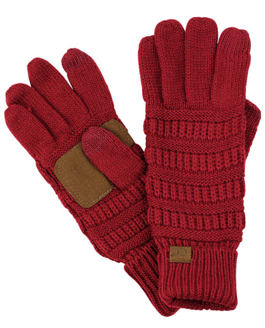 C.C Unisex Cable Knit Winter Warm Anti-Slip Touchscreen Texting Gloves