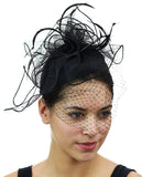 NYFASHION101 Cocktail Formal Party Face Veil Floral Mesh Fascinator Headband