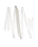 Women's Netted Pattern Rhinestone Elegant Sash Belt with Mesh Ribbon in Silver-Tone
