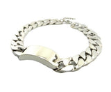 Celebrity Style Shiny Silver-Tone ID Piece Pendant w/18mm 15" Link Chain Necklace GKY528R