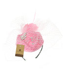 NYFASHION101 Cocktail Teardrop Sinamay Fascinator Hat w/ Fish Net & Rhinestones