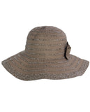 NYFASHION101 Crushable Two Tone Weaved Removable Bow Floppy Brim Sun Hat