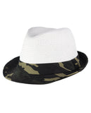 C.C. Unisex Camouflage Band and Brim Weaved Fedora Trilby Hat