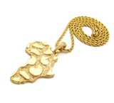 Nugget Africa Continent Pendant with Rope Chain Necklace, Gold-Tone