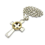 Gold-Tone Veritas Aequitas Pendant 6mm 30" Bead Chain Necklace in Silver-Tone