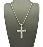 Polished Nugget Cross Pendant w/ 2mm 24" Box Chain Necklace in Silver-Tone